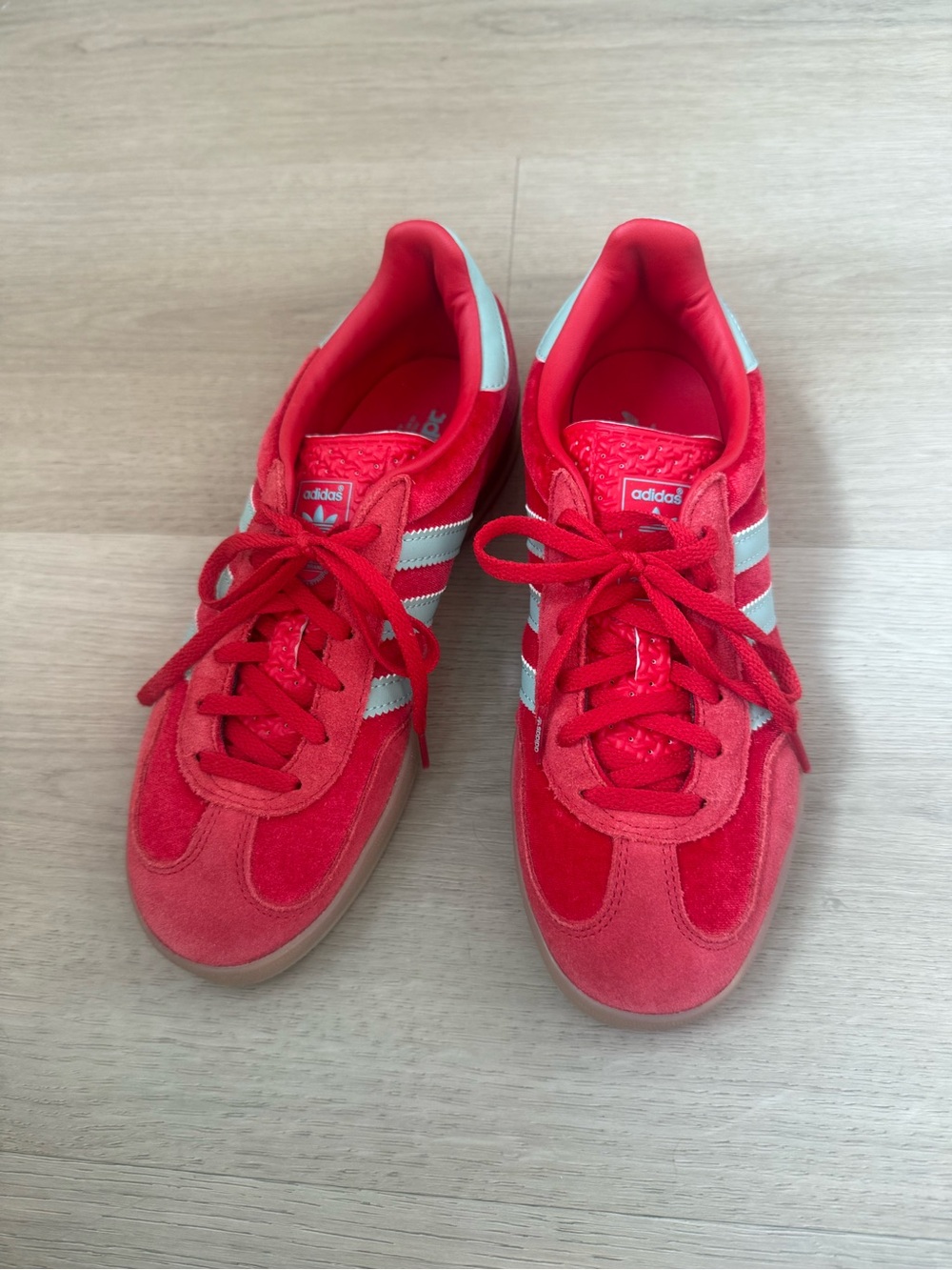 adidas Women's Red Suede & Mesh Retro Sneakers with White Stripes